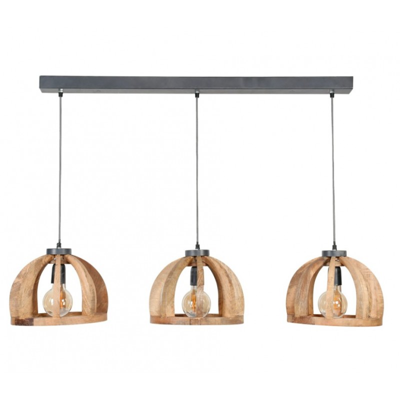 ZI Hanging lamp 3x Ø30 curved wooden bars